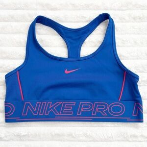 5/20$ NIKE PRO Swoosh Dri-Fit Sports Bra Blue and Neon Pink Girls Youth Large